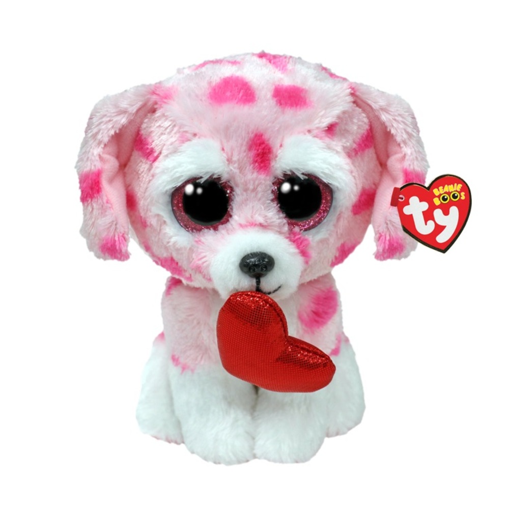 Ty Beanie Boos Pink and White Dog